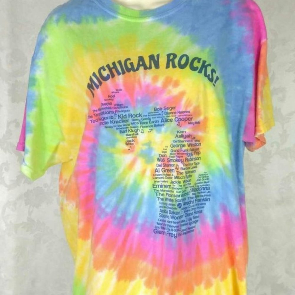 Tie Die T-Shirt Music Rocks Large